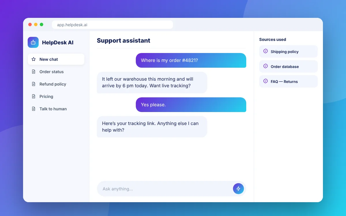 AI Customer Support Chatbot — sample design preview