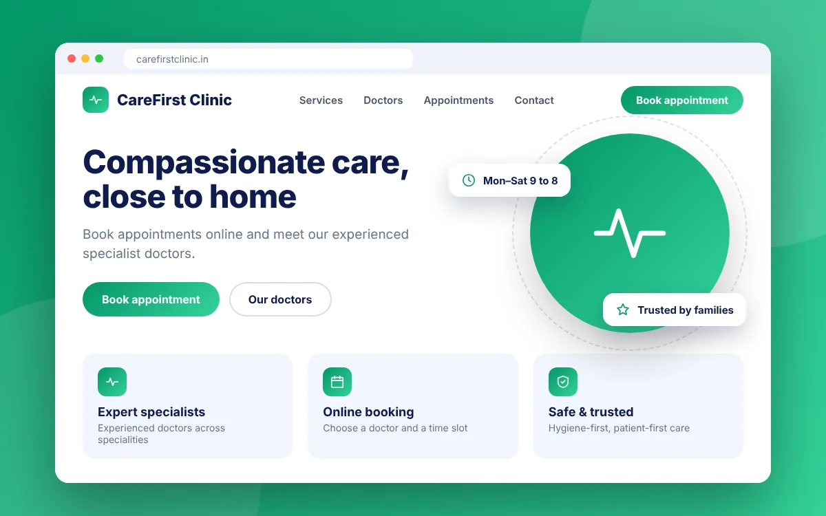 Clinic & Doctor Website — sample design preview