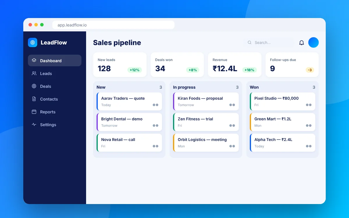 CRM & Lead Management Software — sample design preview