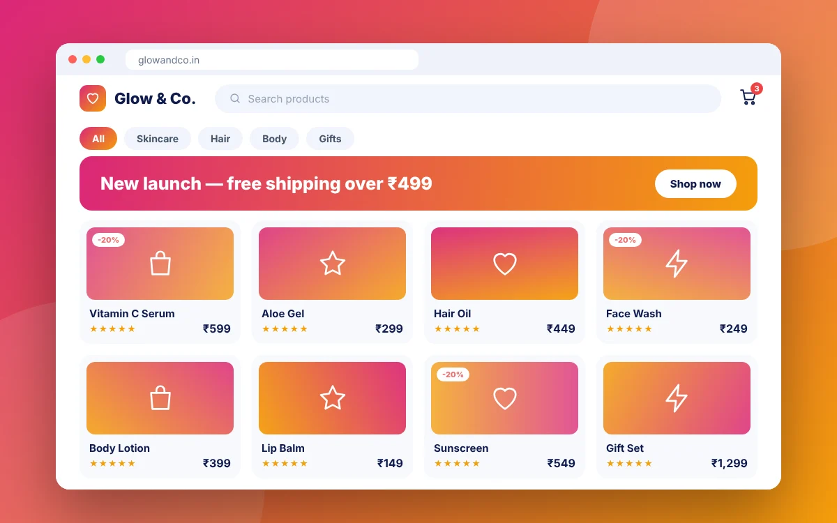 D2C Brand Store (Shopify / Next.js) — sample design preview