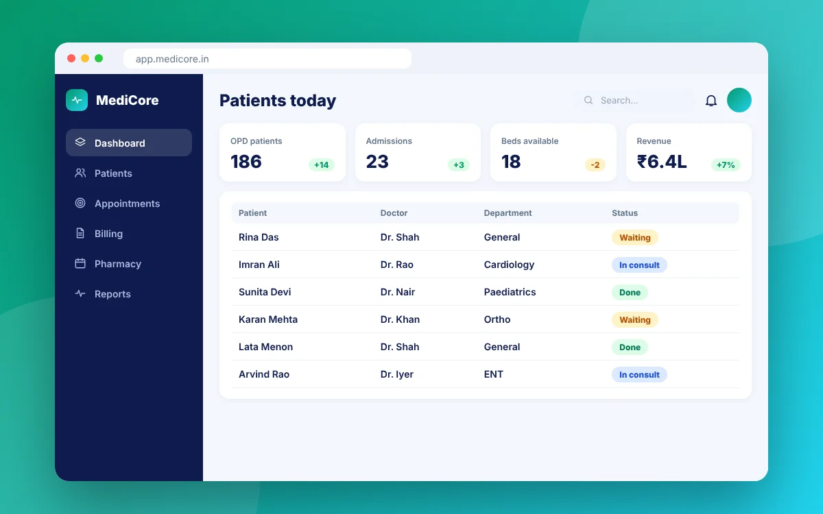 Hospital Management System — sample design preview