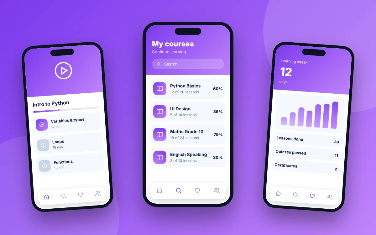 Learning App with Live Classes — sample design preview