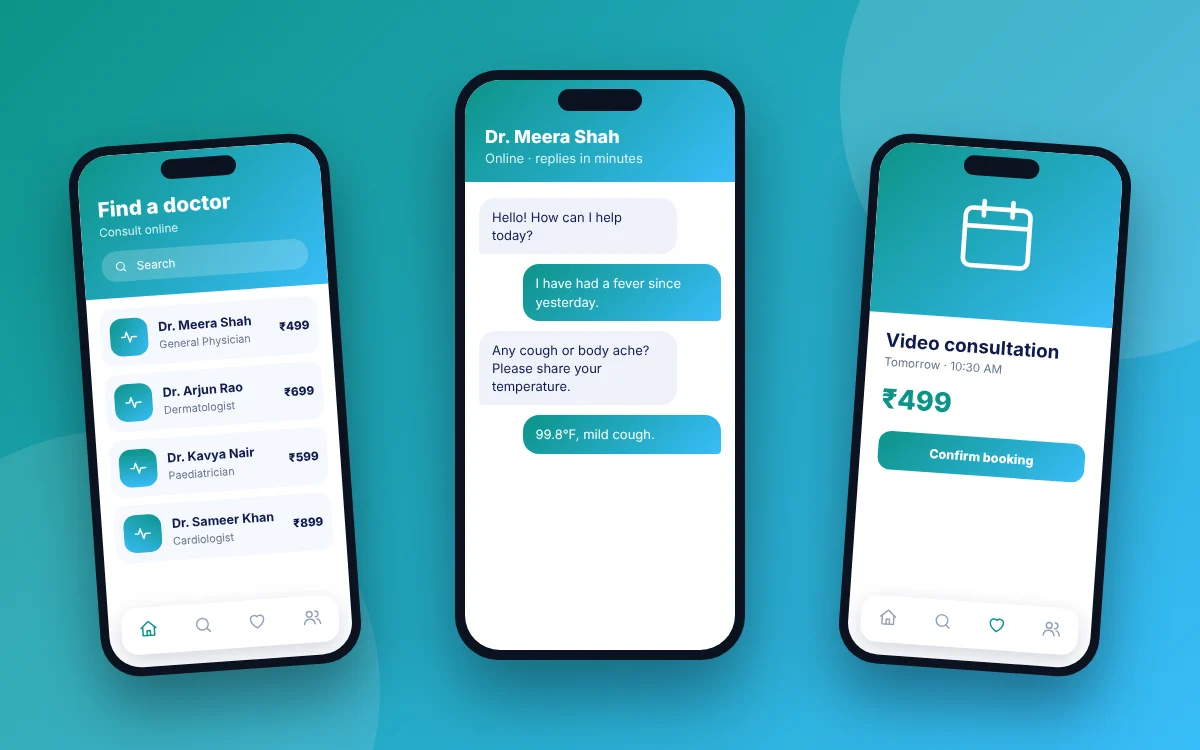 Doctor Consultation (Telemedicine) App — sample design preview