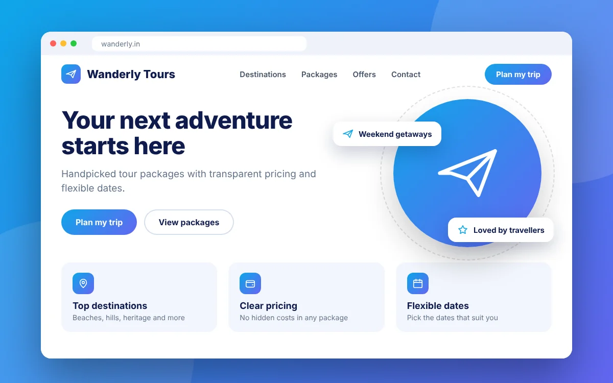 Travel Agency & Tour Booking Website — sample design preview